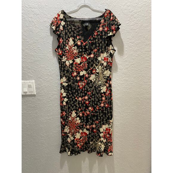 BSBG Vintage Y2K Midi Floral Dress Holiday Romantic Fairy Sz L - Picture 6 of 8